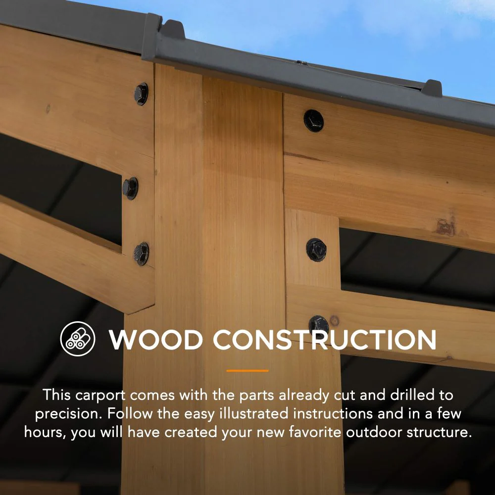 Timberland Premium Wood Carport, 11x20 - Image 5