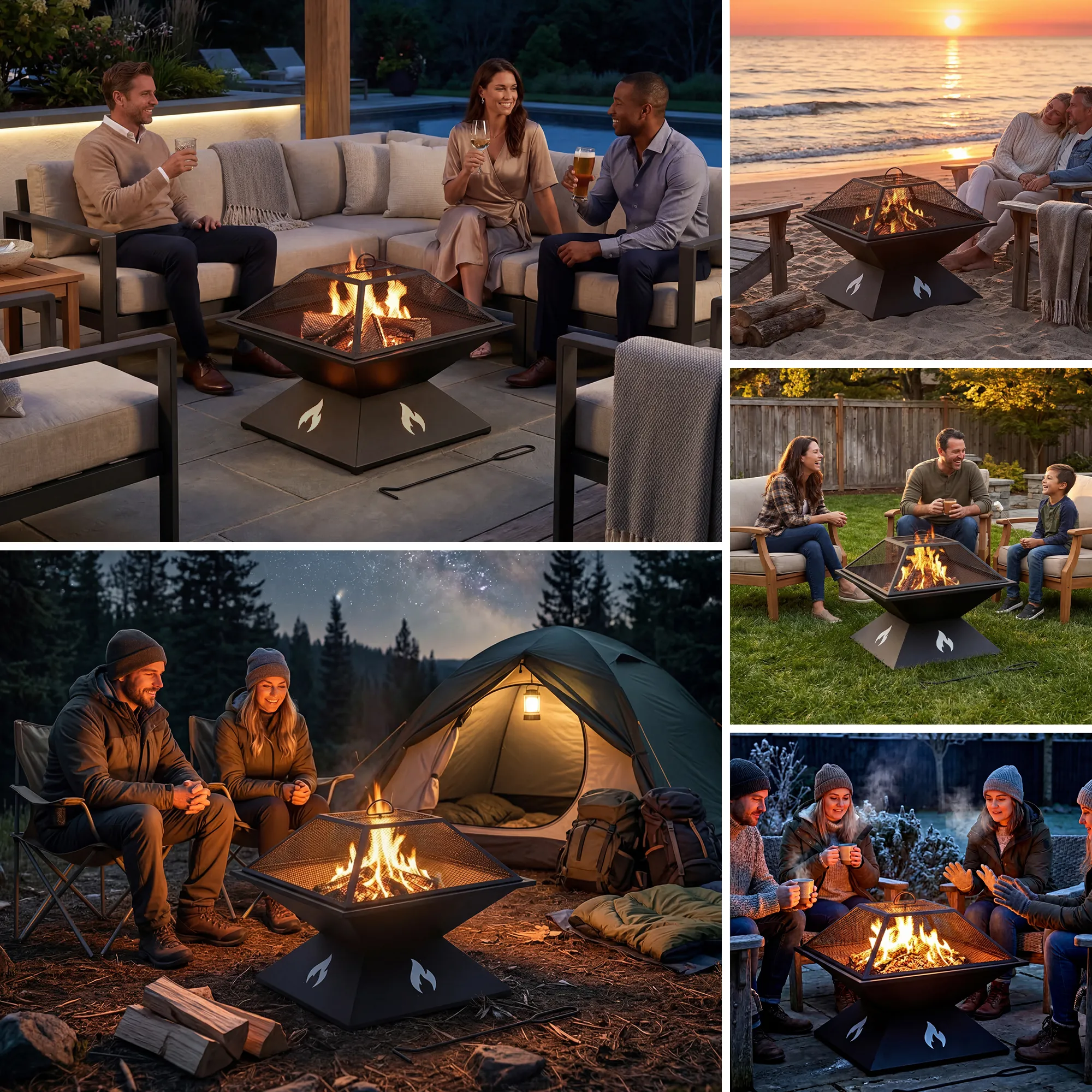 Compact Square Steel Fire Pit 20" - Image 10