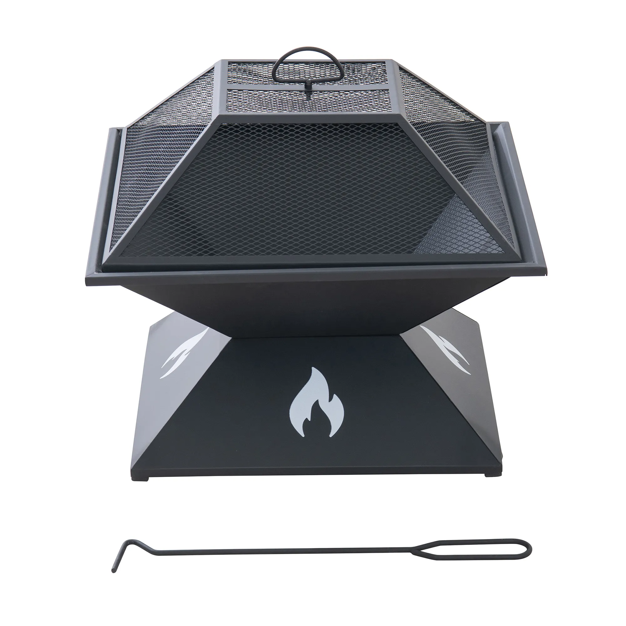 Compact Square Steel Fire Pit 20" - Image 2