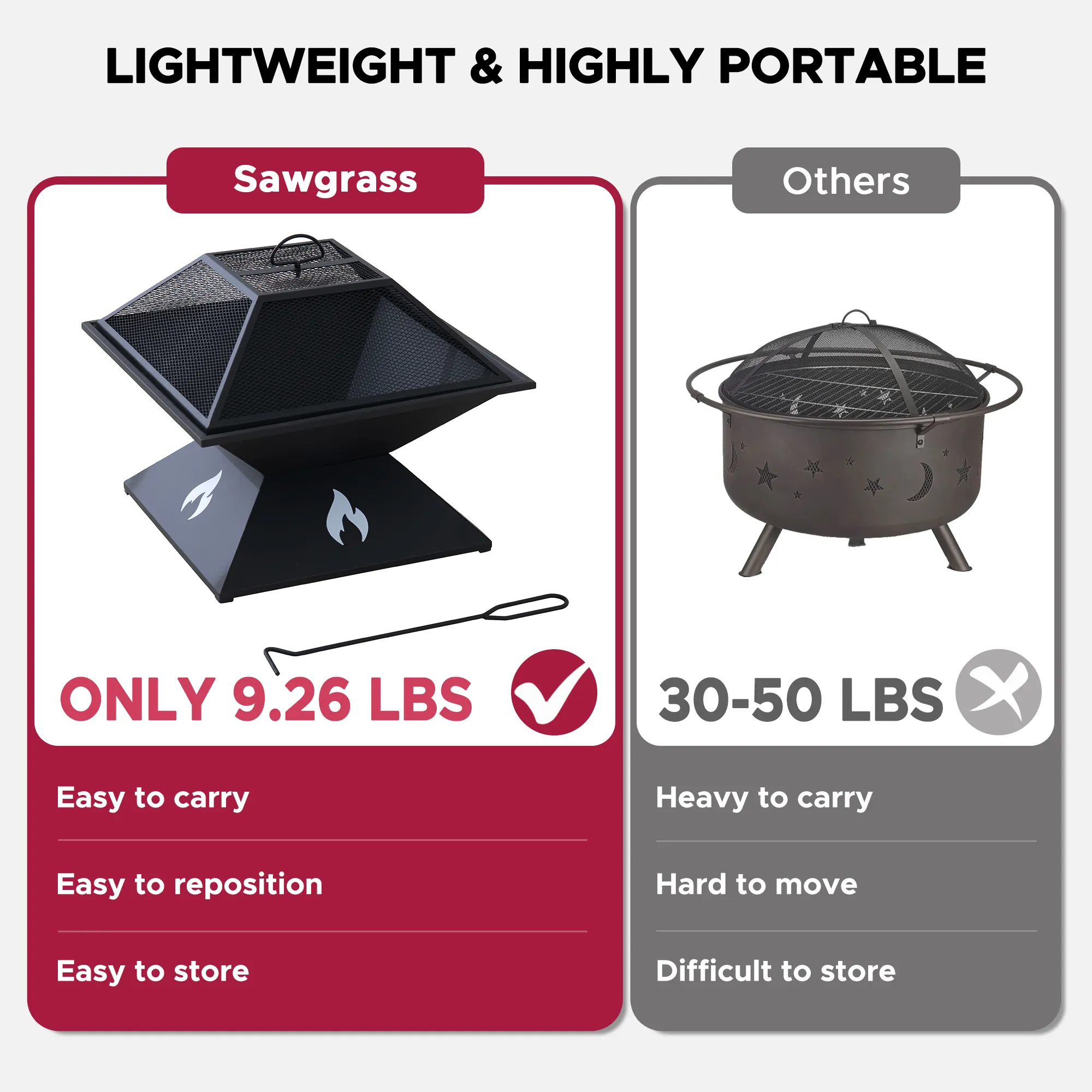 Compact Square Steel Fire Pit 20" - Image 7