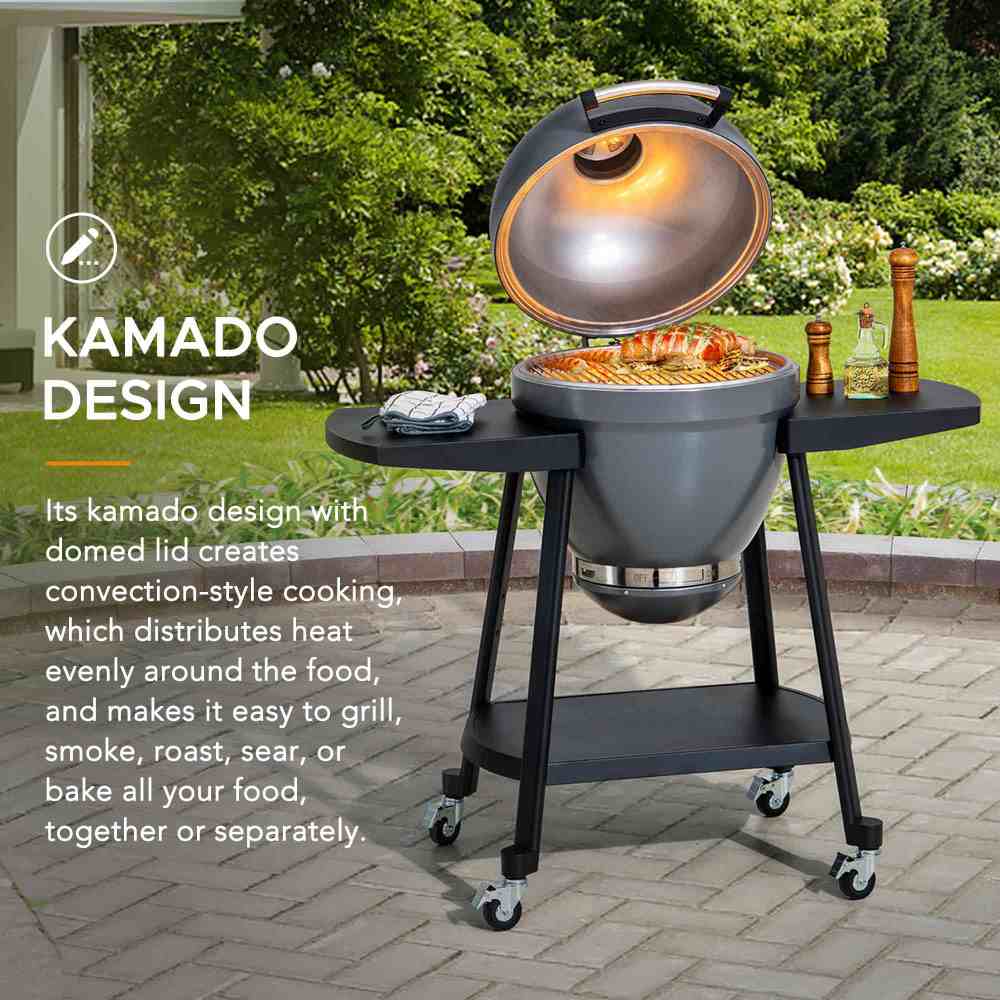 Pinnacle Egg-Shaped Charcoal Grill & Smoker 20" - Stone Gray - Image 11