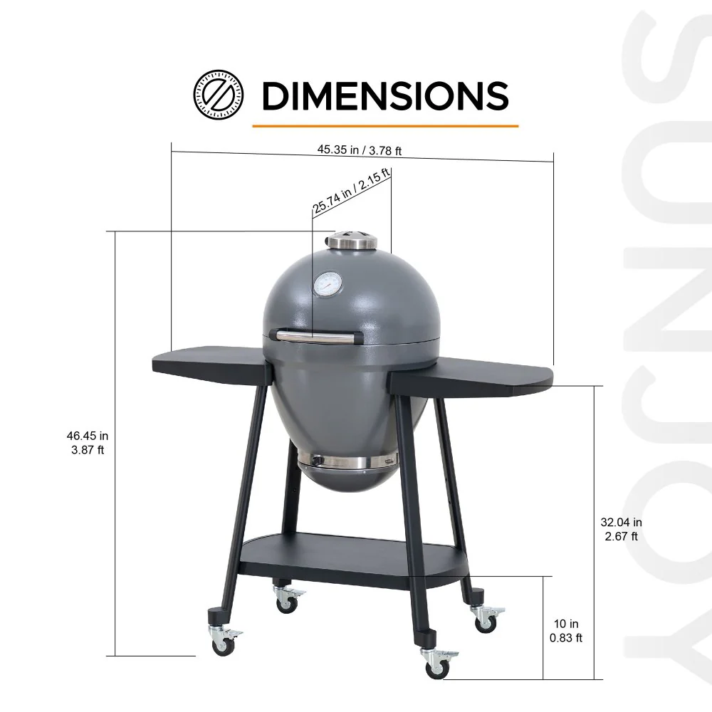 Pinnacle Egg-Shaped Charcoal Grill & Smoker 20" - Stone Gray - Image 3