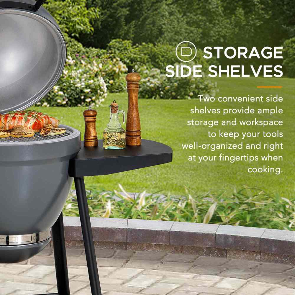 Pinnacle Egg-Shaped Charcoal Grill & Smoker 20" - Stone Gray - Image 7
