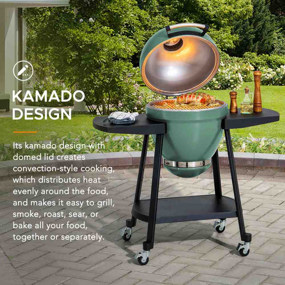 Pinnacle Egg-Shaped Charcoal Grill & Smoker 20" - Forest Green - Image 11