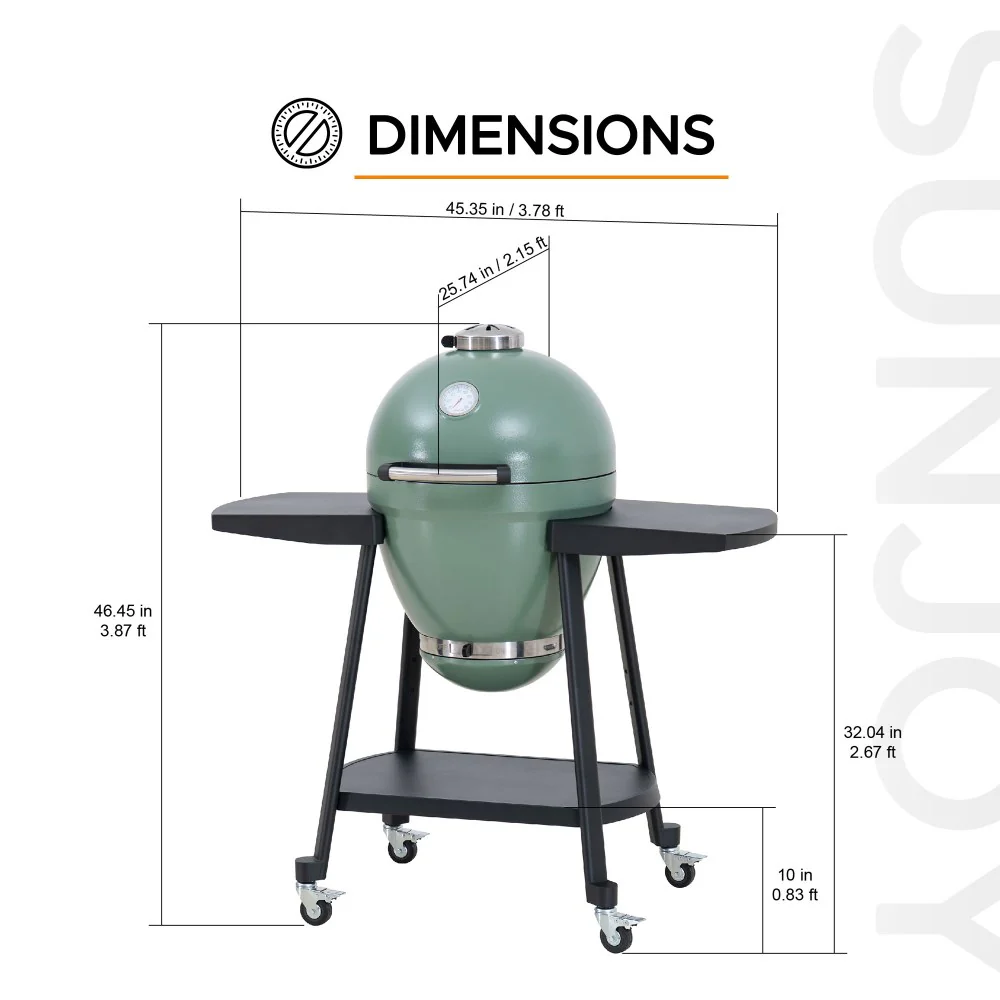 Pinnacle Egg-Shaped Charcoal Grill & Smoker 20" - Forest Green - Image 3