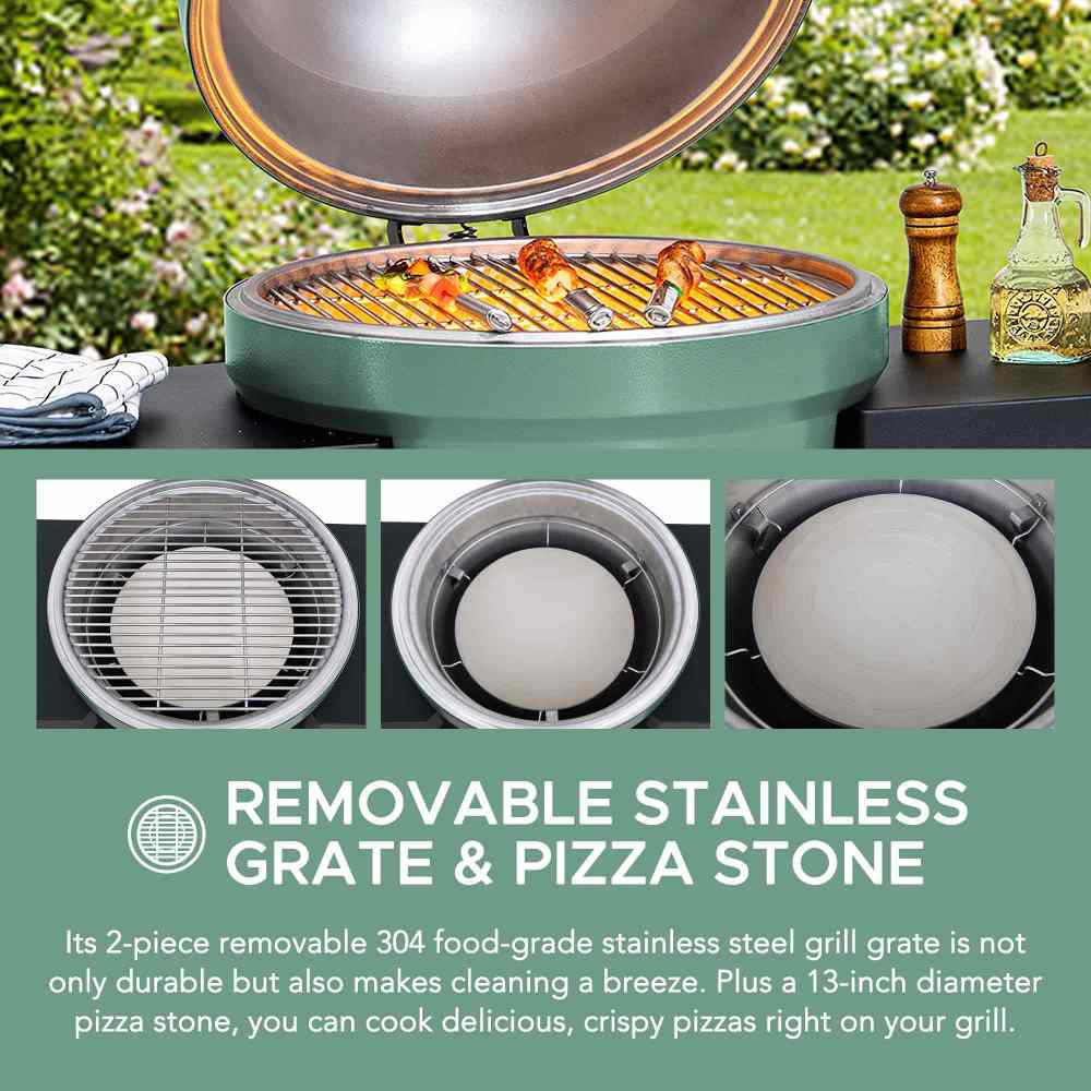 Pinnacle Egg-Shaped Charcoal Grill & Smoker 20" - Forest Green - Image 4