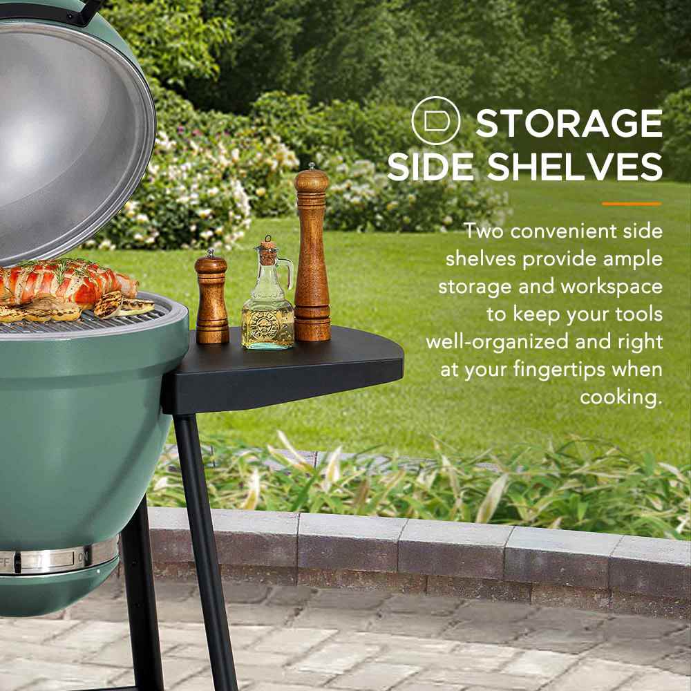 Pinnacle Egg-Shaped Charcoal Grill & Smoker 20" - Forest Green - Image 7