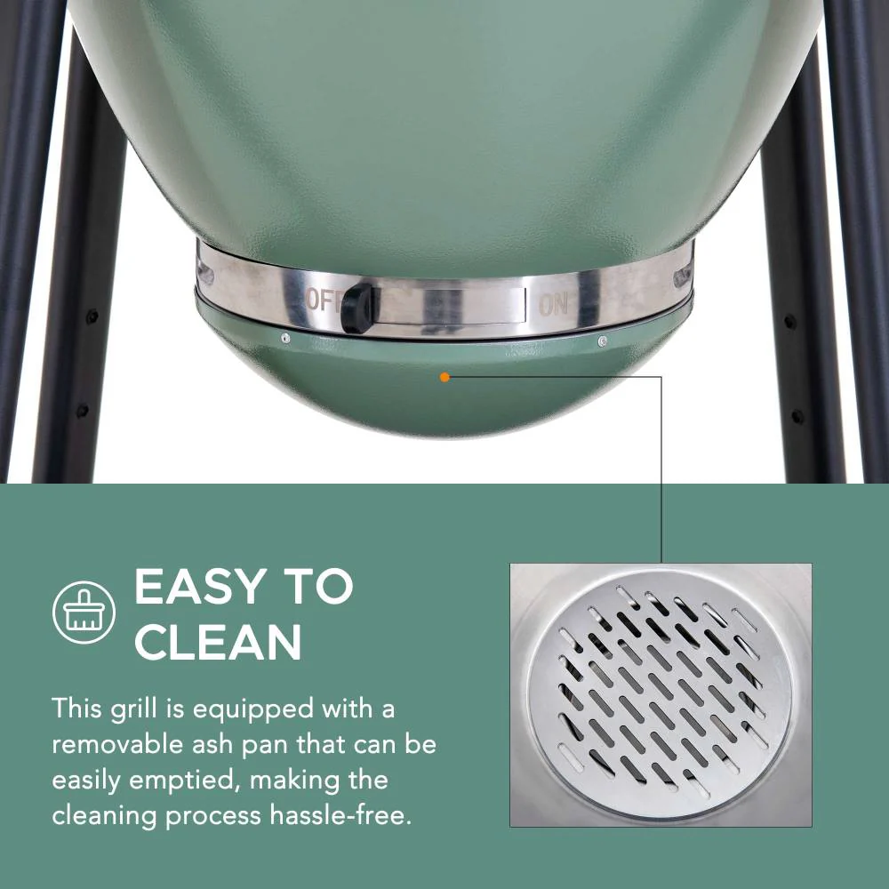 Pinnacle Egg-Shaped Charcoal Grill & Smoker 20" - Forest Green - Image 9