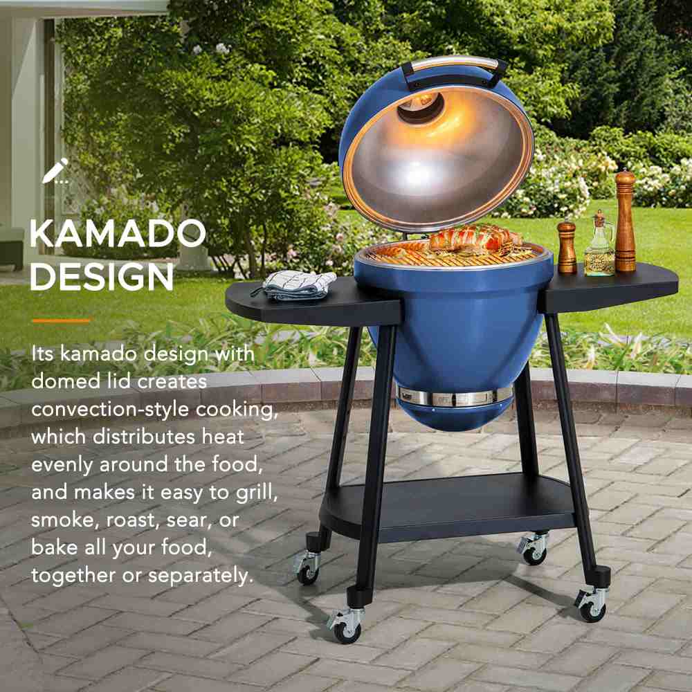 Pinnacle Egg-Shaped Charcoal Grill & Smoker 20" - Deep Navy - Image 11