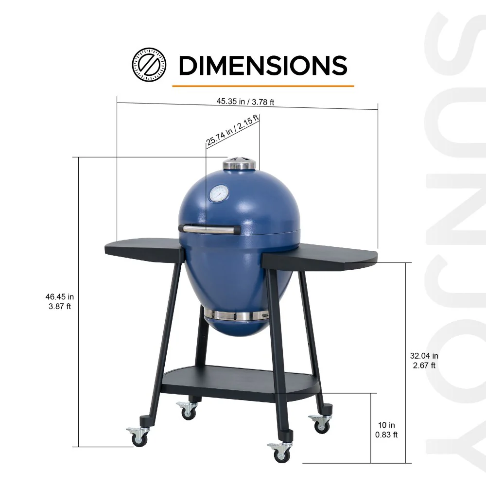 Pinnacle Egg-Shaped Charcoal Grill & Smoker 20" - Deep Navy - Image 3