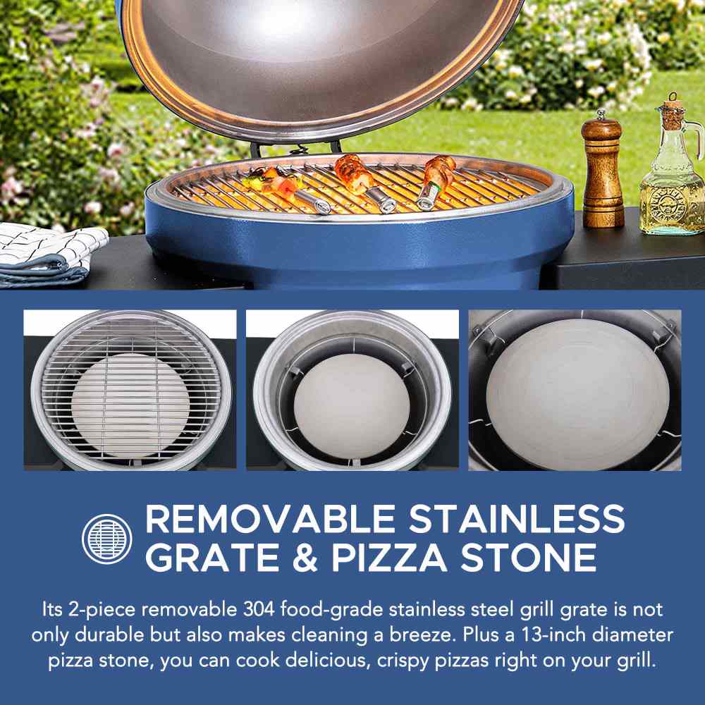 Pinnacle Egg-Shaped Charcoal Grill & Smoker 20" - Deep Navy - Image 4