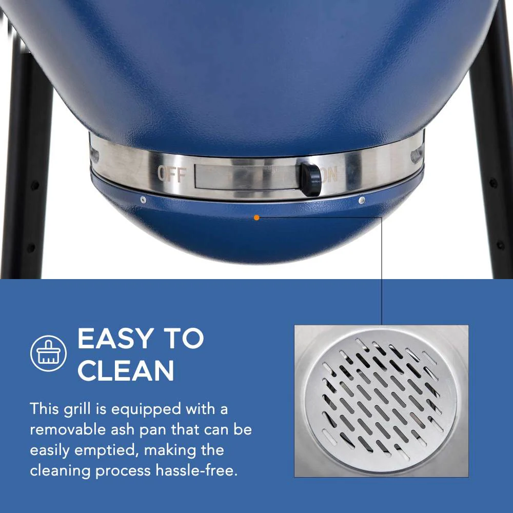 Pinnacle Egg-Shaped Charcoal Grill & Smoker 20" - Deep Navy - Image 9