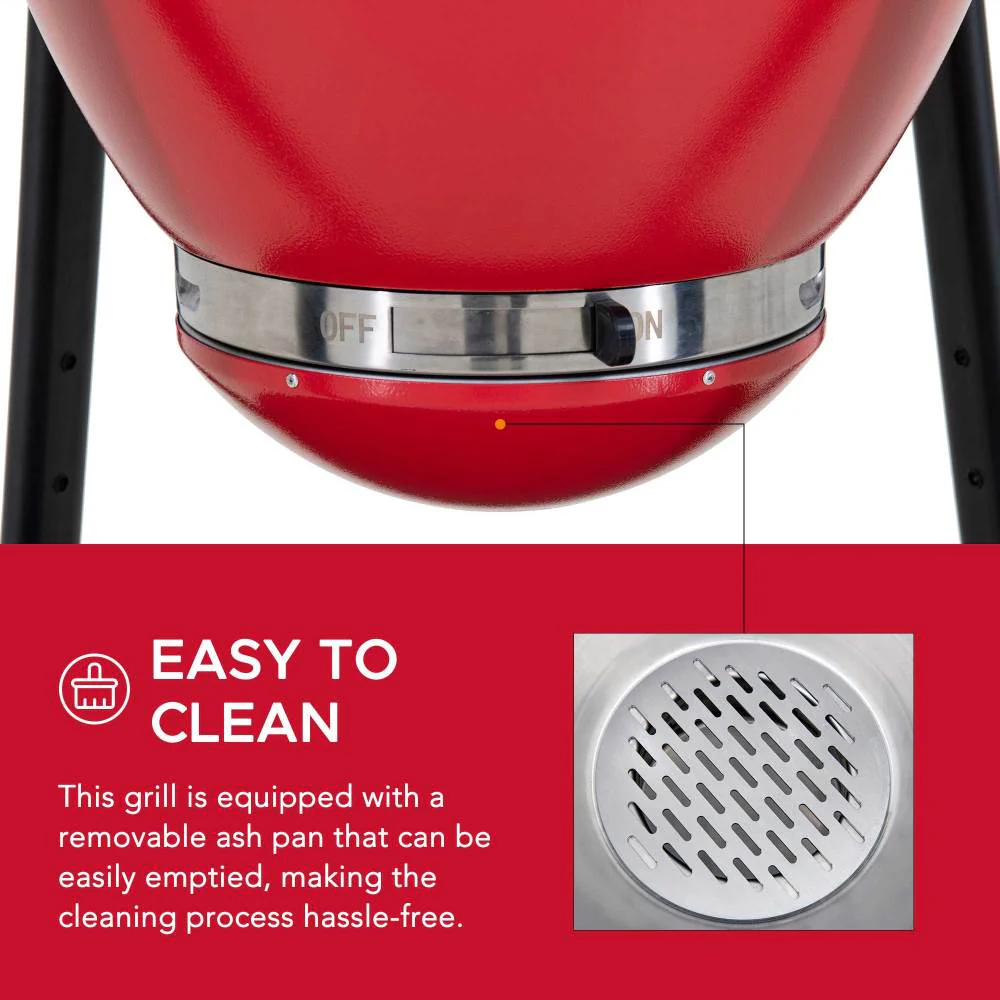 Egg-Shaped Charcoal Grill Smoker 20" - Fire Engine Red - Image 9