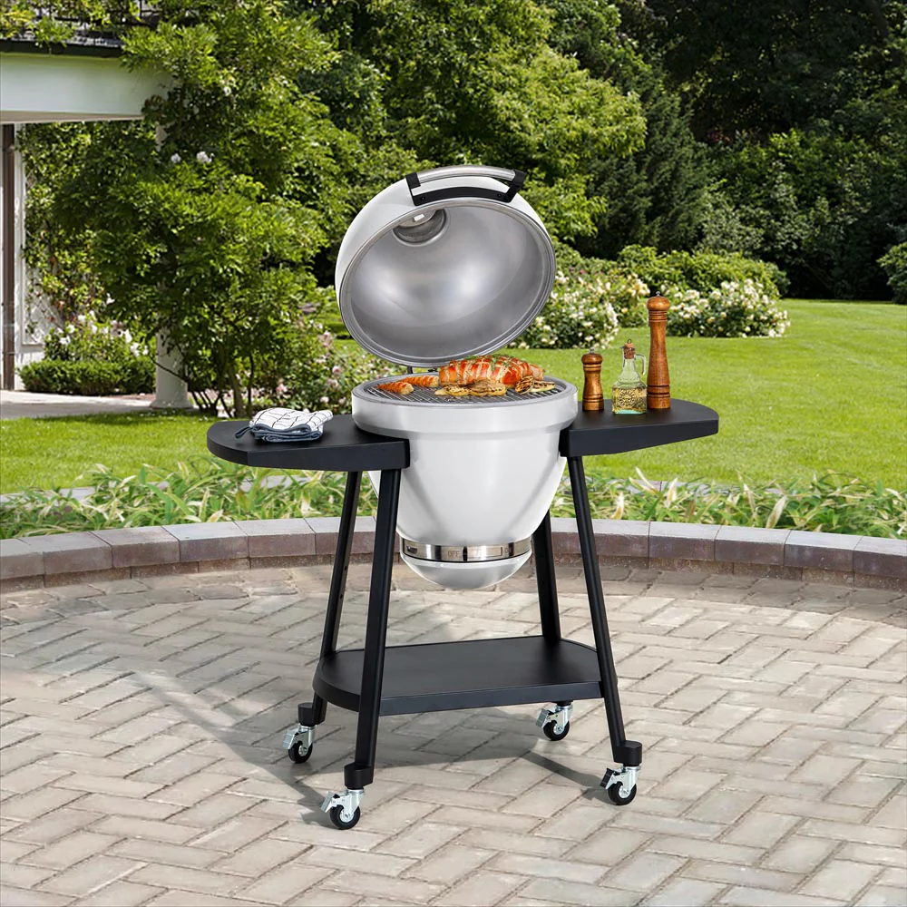Pinnacle Egg-Shaped Charcoal Grill & Smoker 20" - Alabaster White