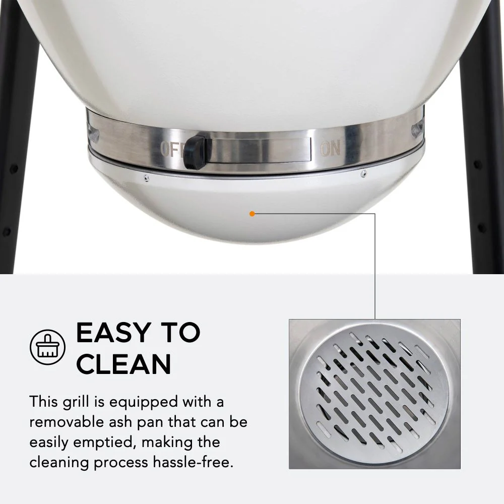Pinnacle Egg-Shaped Charcoal Grill & Smoker 20" - Alabaster White - Image 10