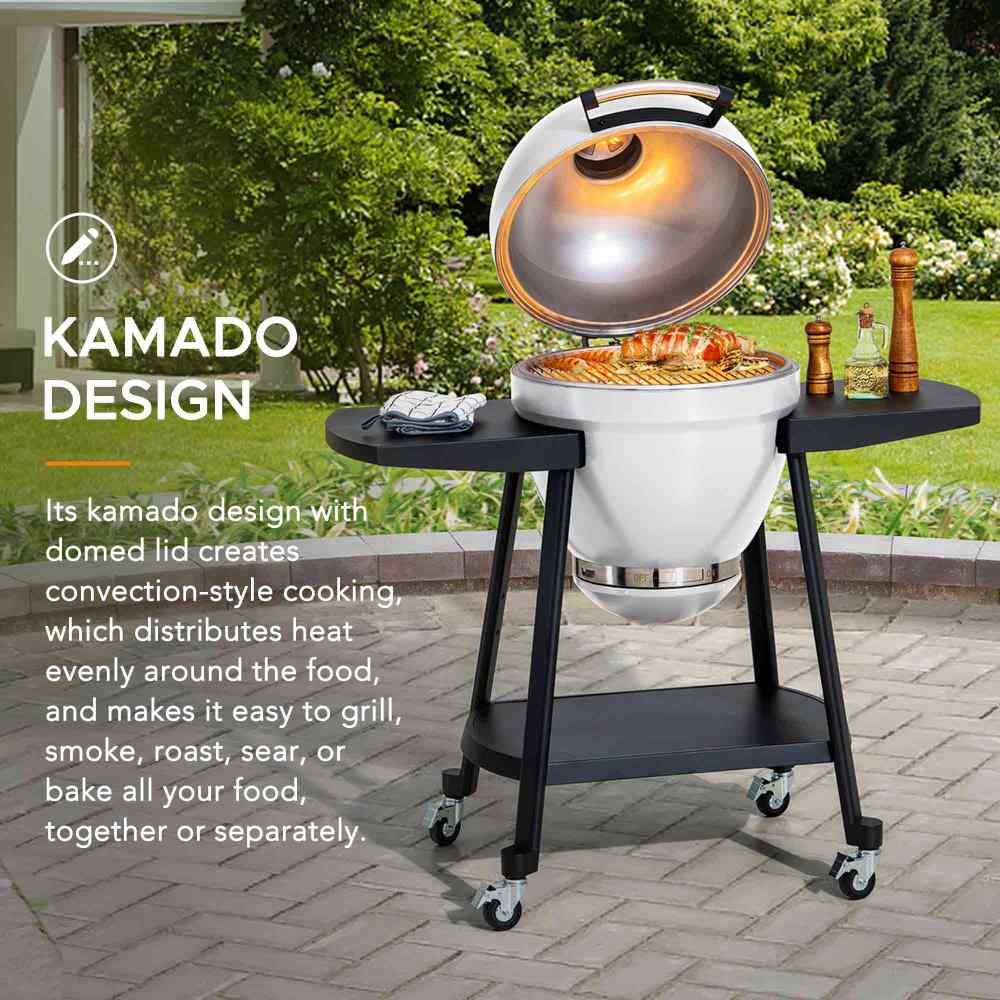 Pinnacle Egg-Shaped Charcoal Grill & Smoker 20" - Alabaster White - Image 11