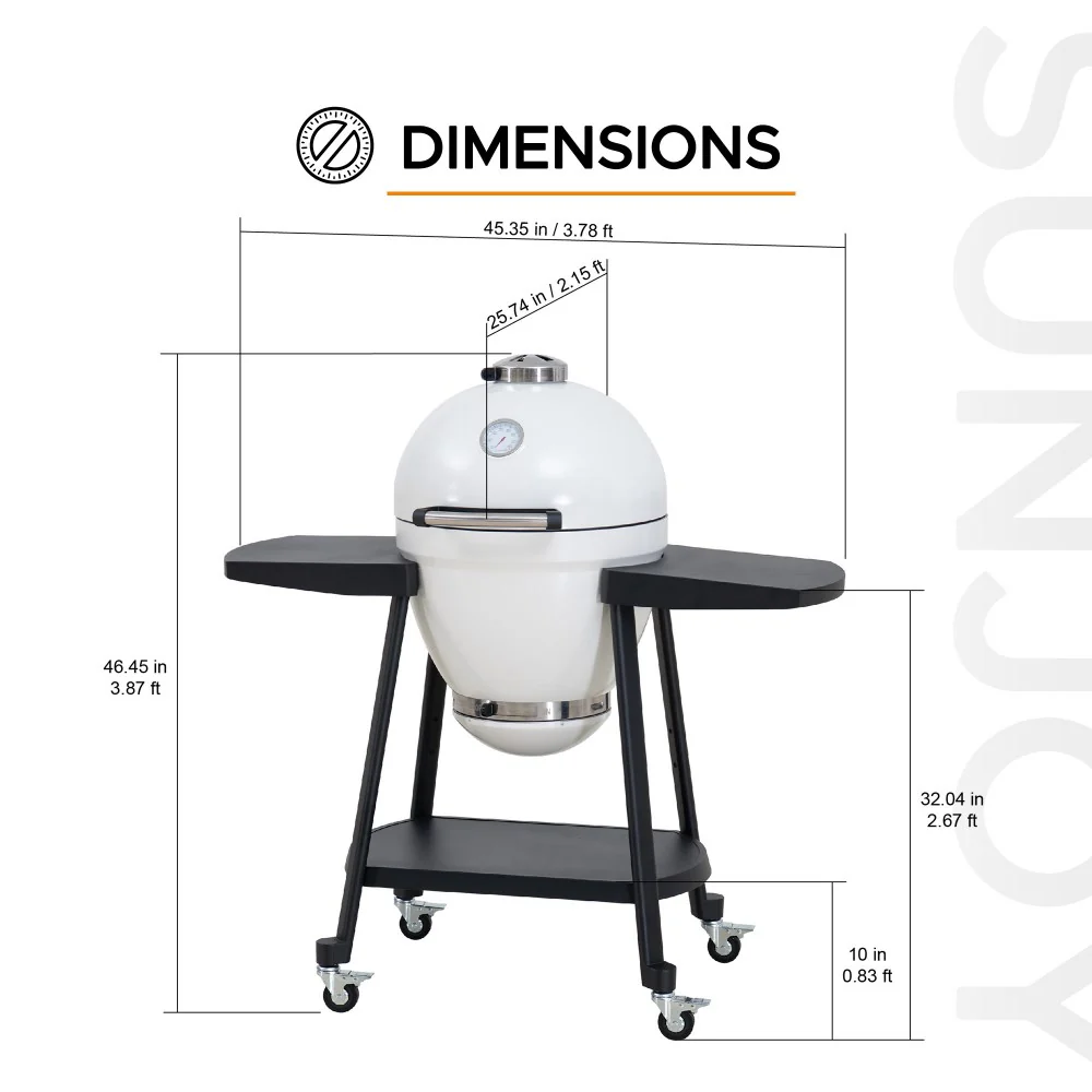 Pinnacle Egg-Shaped Charcoal Grill & Smoker 20" - Alabaster White - Image 3