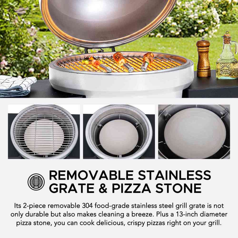 Pinnacle Egg-Shaped Charcoal Grill & Smoker 20" - Alabaster White - Image 4