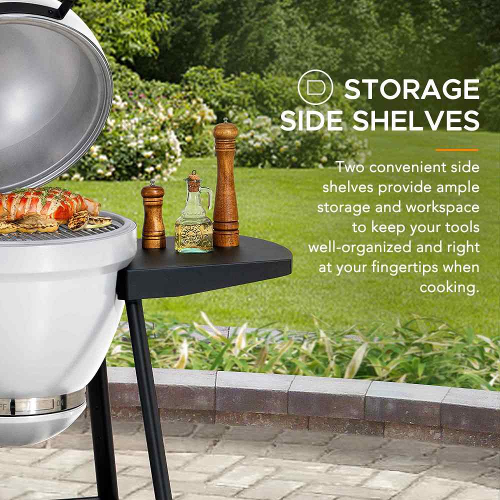 Pinnacle Egg-Shaped Charcoal Grill & Smoker 20" - Alabaster White - Image 7