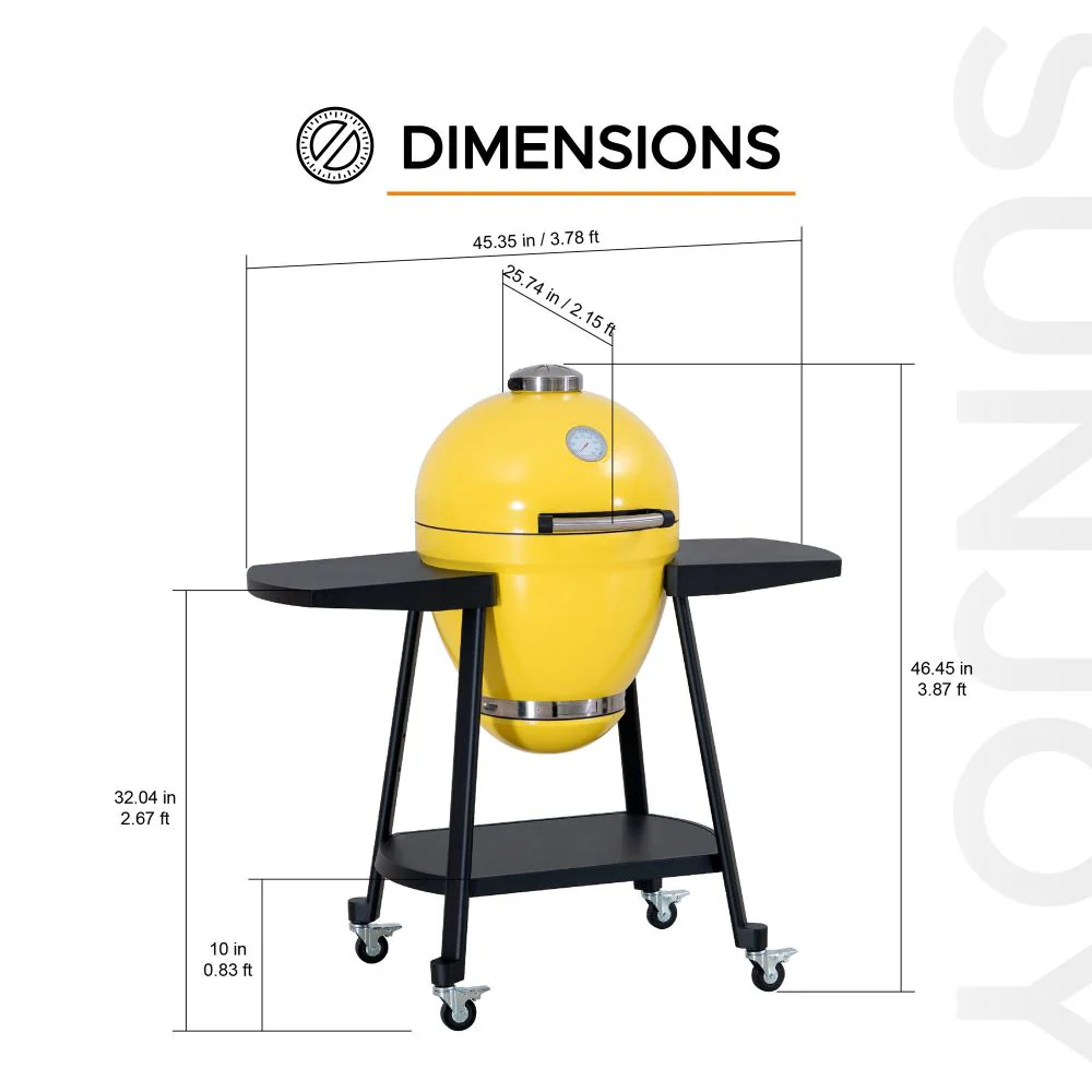Pinnacle Egg-Shaped Charcoal Grill & Smoker 20" - Citron Yellow - Image 3