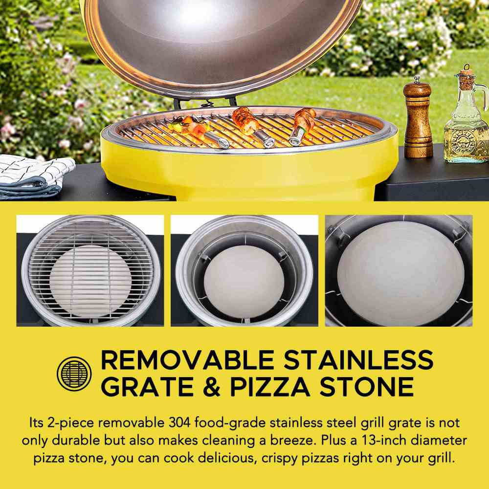 Pinnacle Egg-Shaped Charcoal Grill & Smoker 20" - Citron Yellow - Image 4
