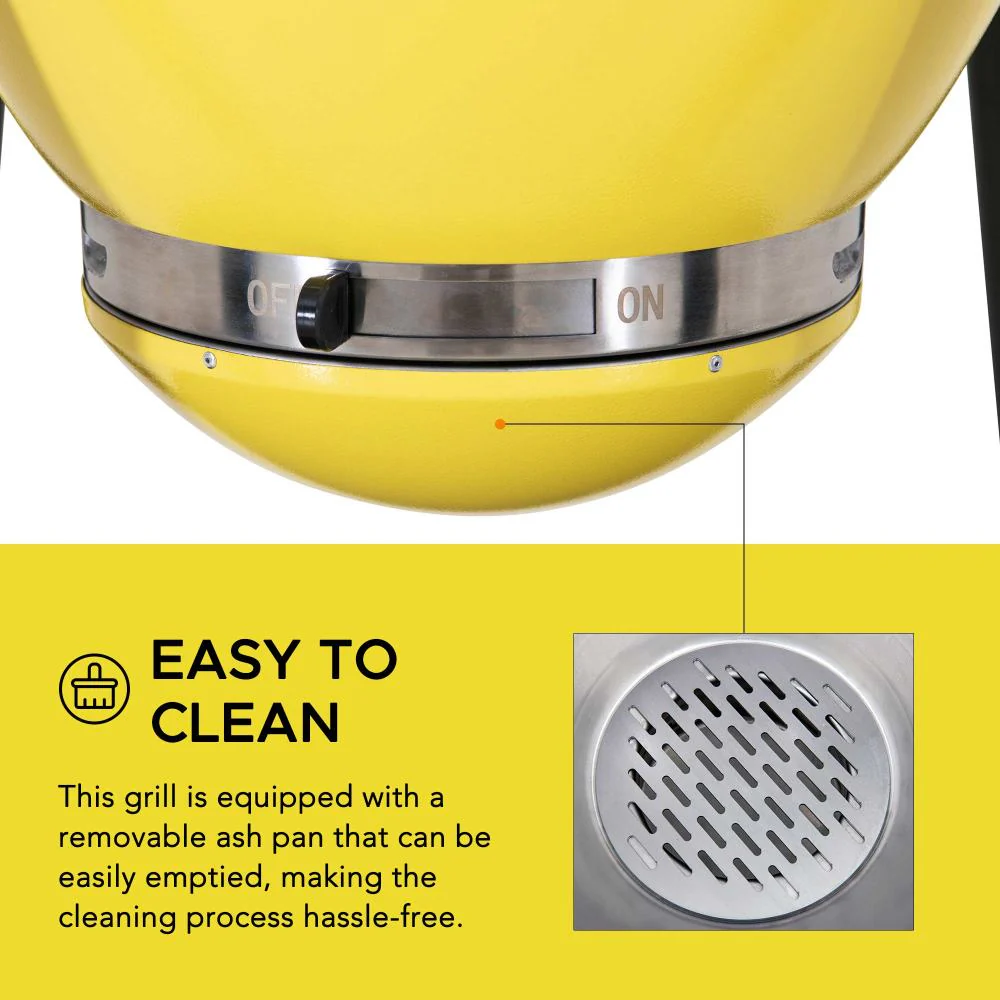 Pinnacle Egg-Shaped Charcoal Grill & Smoker 20" - Citron Yellow - Image 9