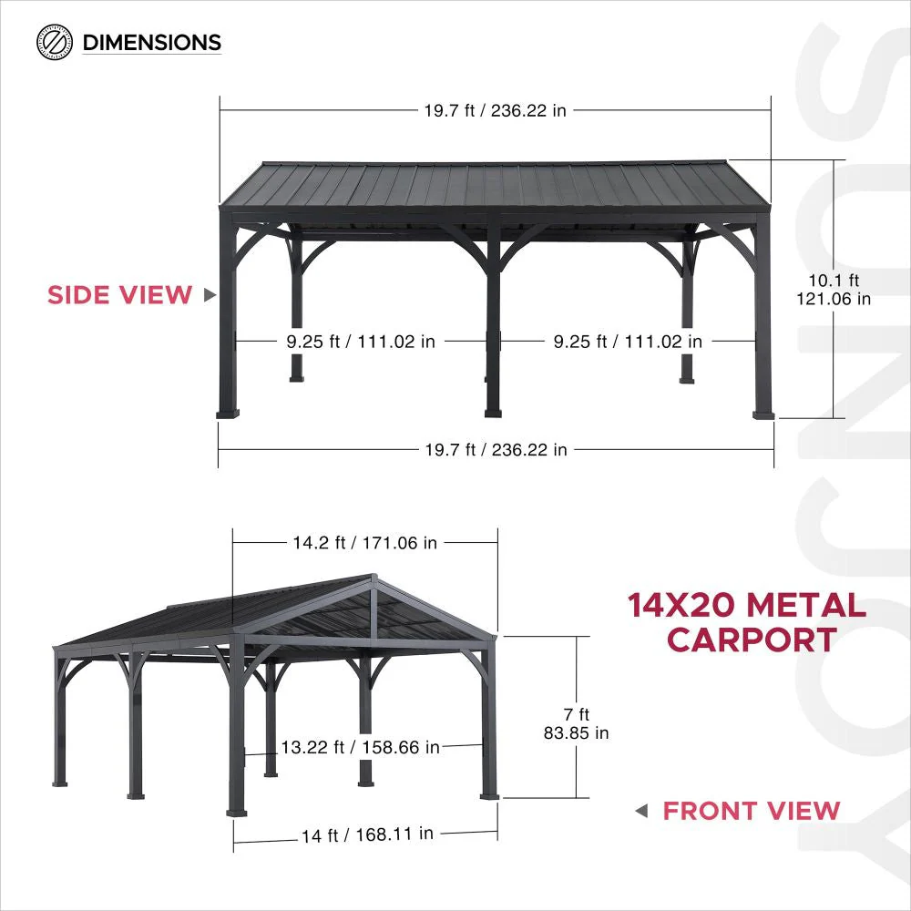 Armored Heavy-Duty Steel Carport, 20x14 - Image 3