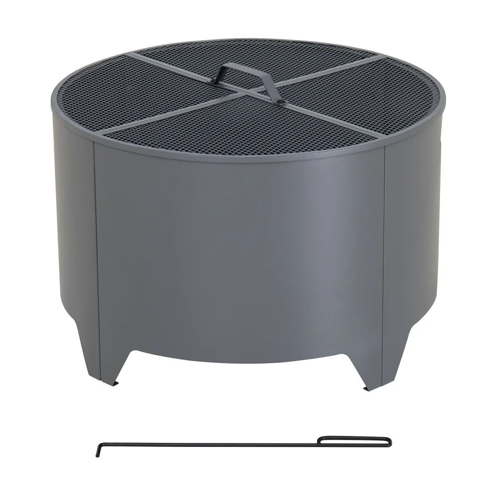 Forge Round Steel Wood Burning Fire Pit 26" - Gray - Image 10