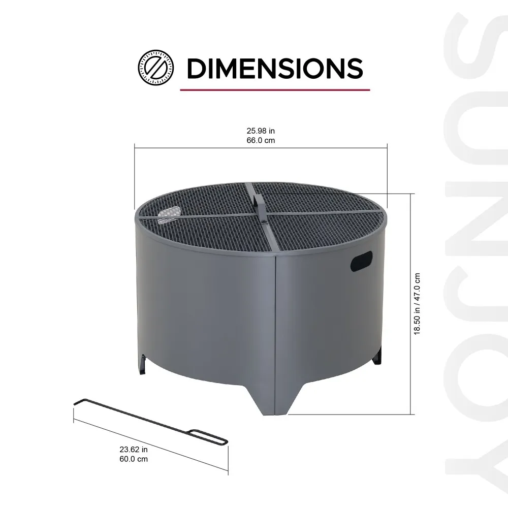 Forge Round Steel Wood Burning Fire Pit 26" - Gray - Image 3