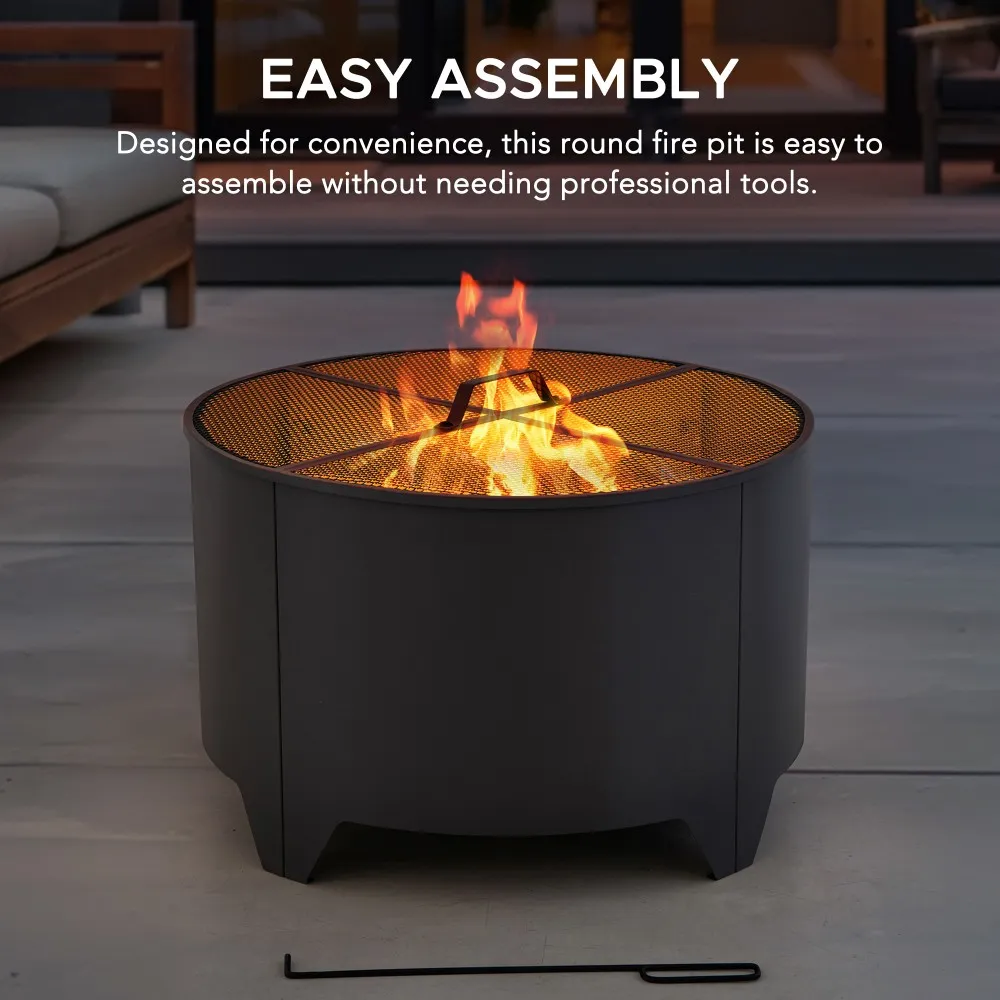 Forge Round Steel Wood Burning Fire Pit 26" - Gray - Image 8
