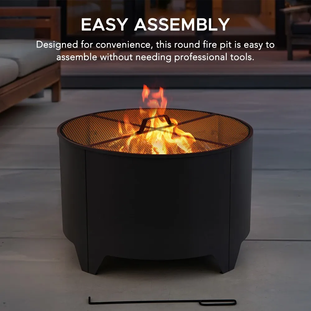 Forge Round Steel Wood Burning Fire Pit 26" - Black - Image 8