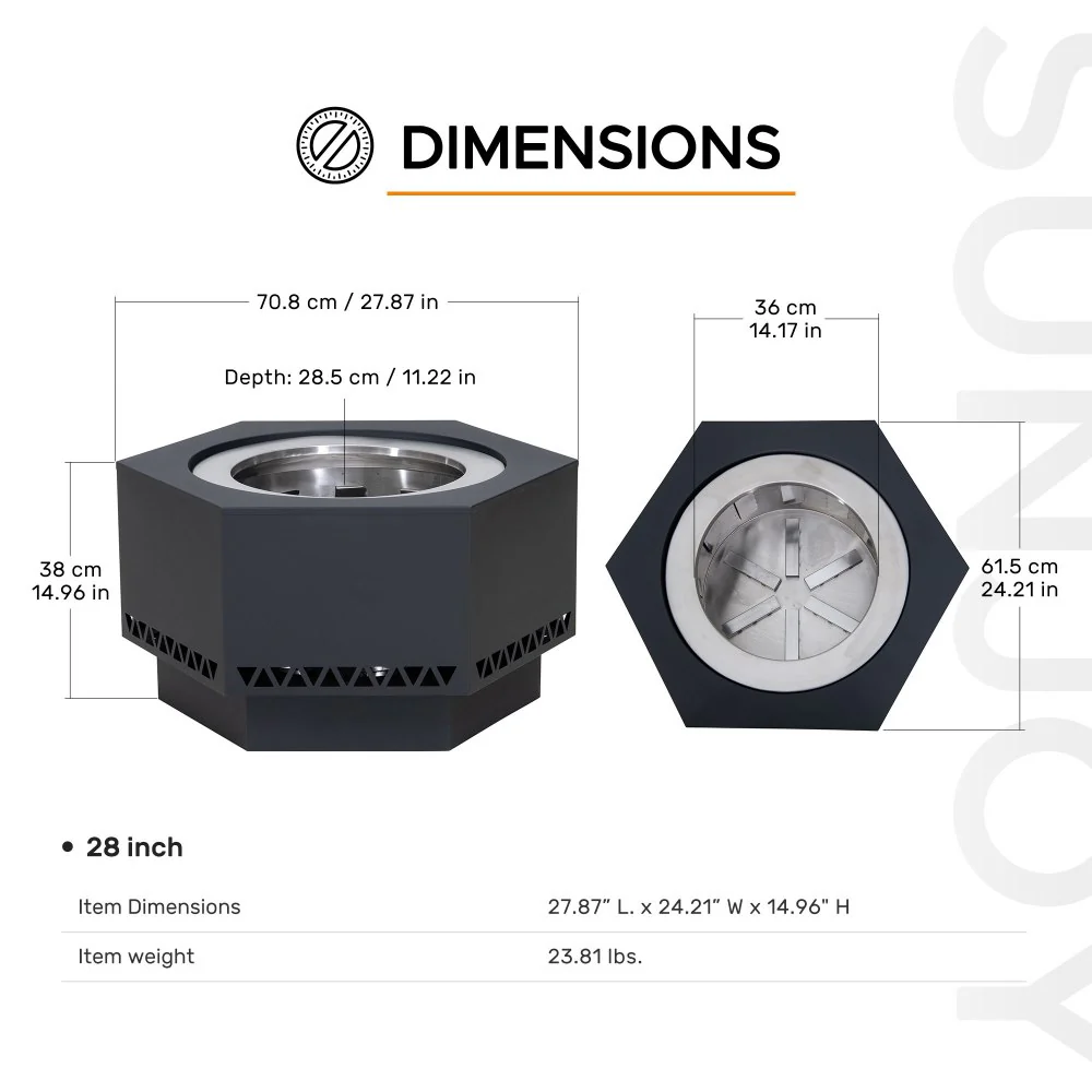 Vulcan Hexagon Smokeless Fire Pit 28" - Delta Pattern - Image 3