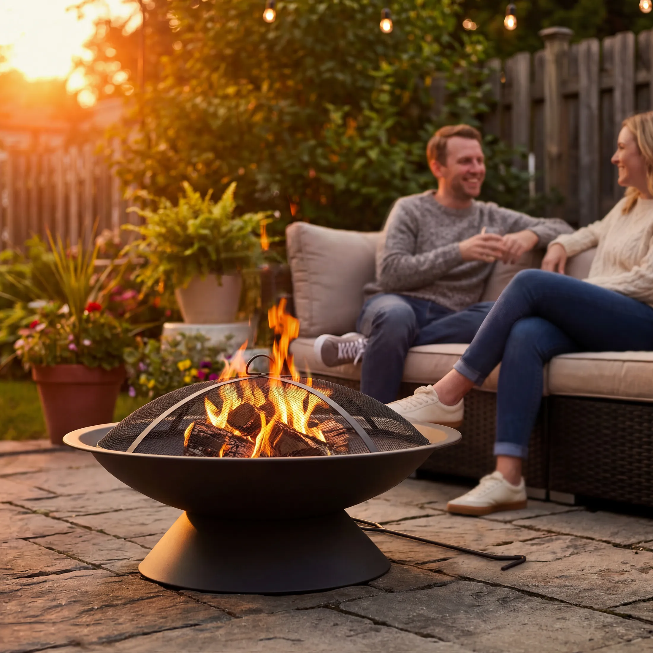 29'' Round Wood Burning Fire Pit Bowl with Drainage Hole