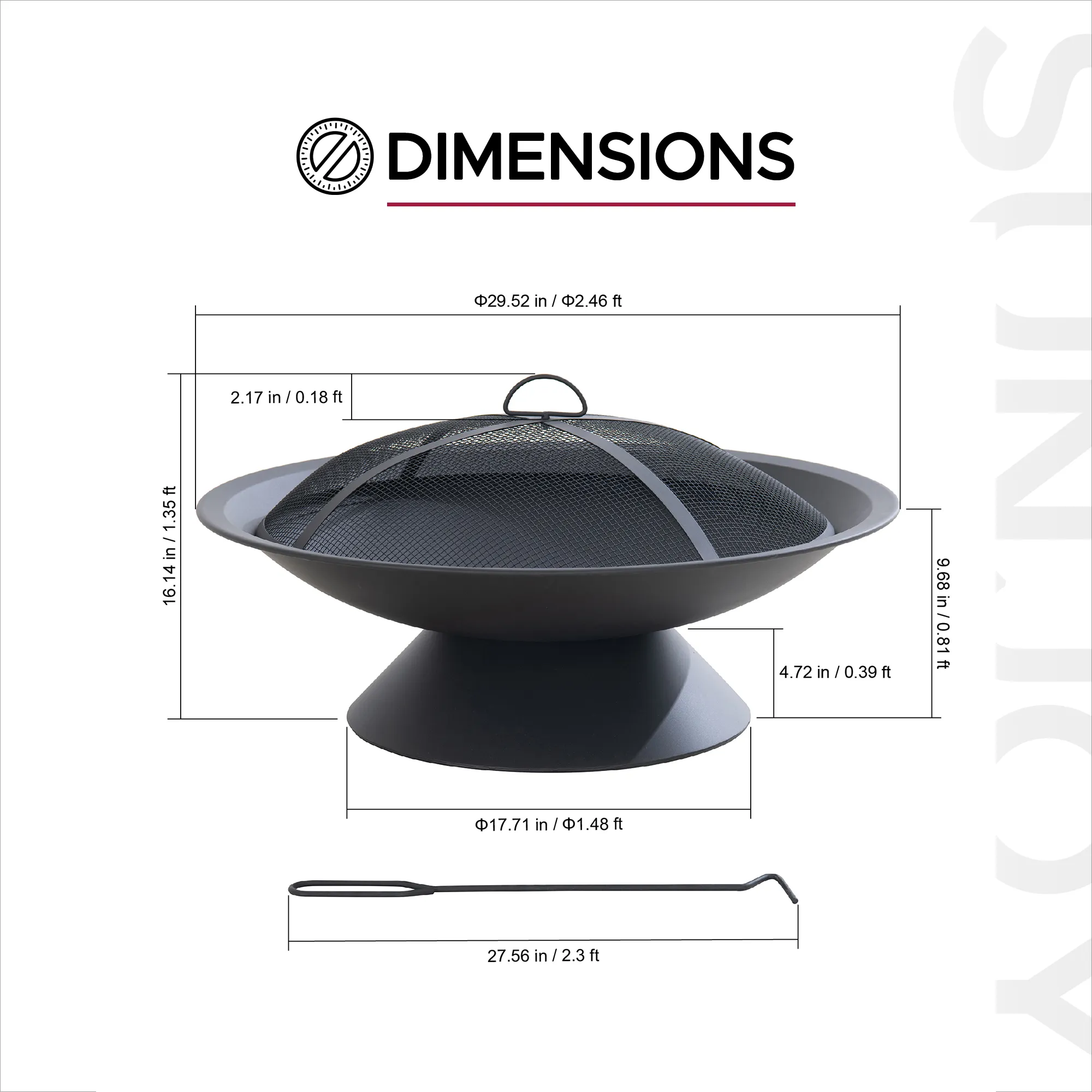 29'' Round Wood Burning Fire Pit Bowl with Drainage Hole - Image 3