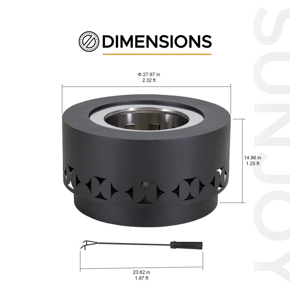 Vulcan Round Stainless Steel Smokeless Fire Pit 28" - Image 3