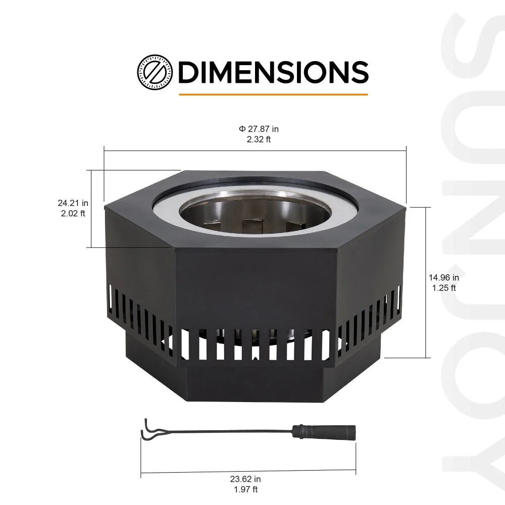Vulcan Hexagon Smokeless Fire Pit 28" - Rectangular Pattern - Image 3