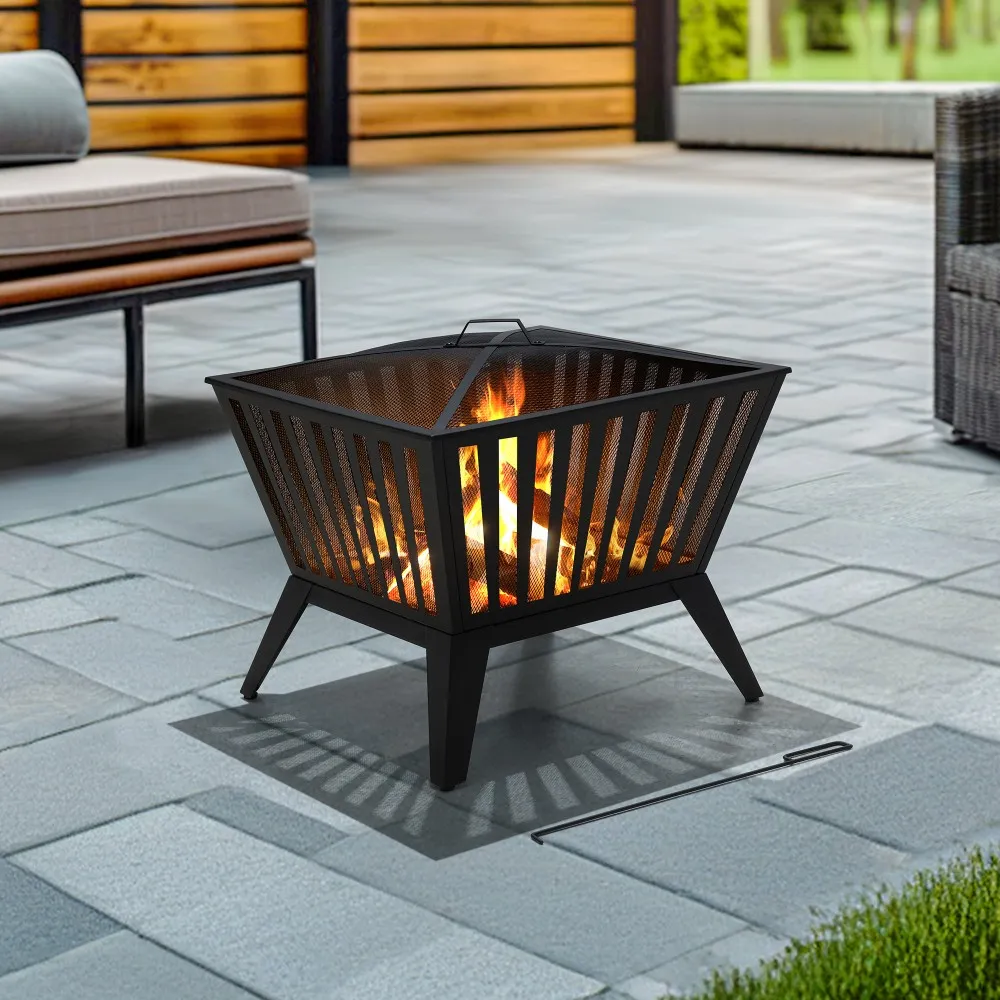 Forge Round Steel Wood Burning Fire Pit 28"