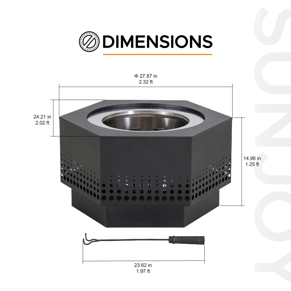 Vulcan Hexagon Smokeless Fire Pit 28" - Pixel Pattern - Image 3