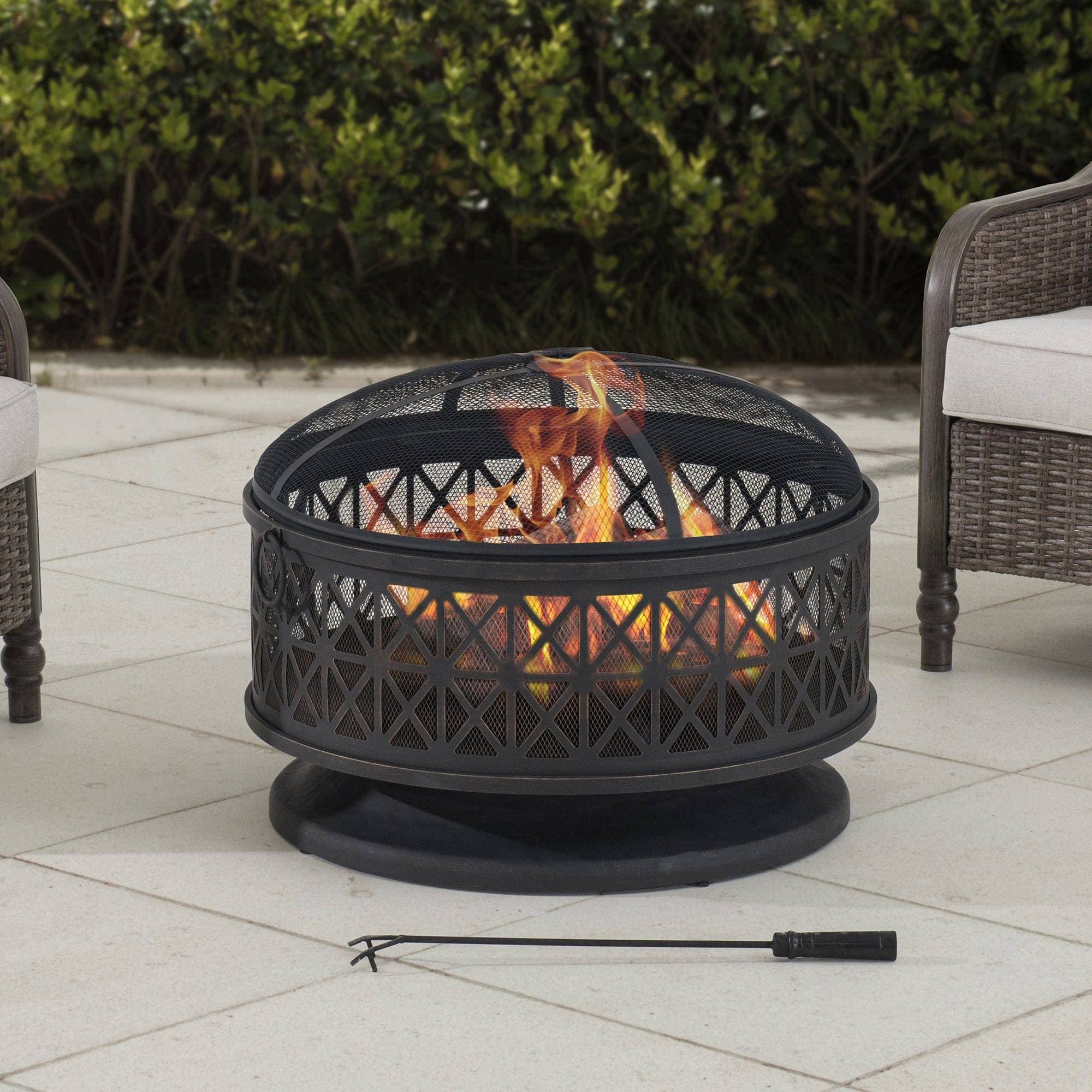 Forge Round Steel Wood Burning Fire Pit 30" - Matte Black
