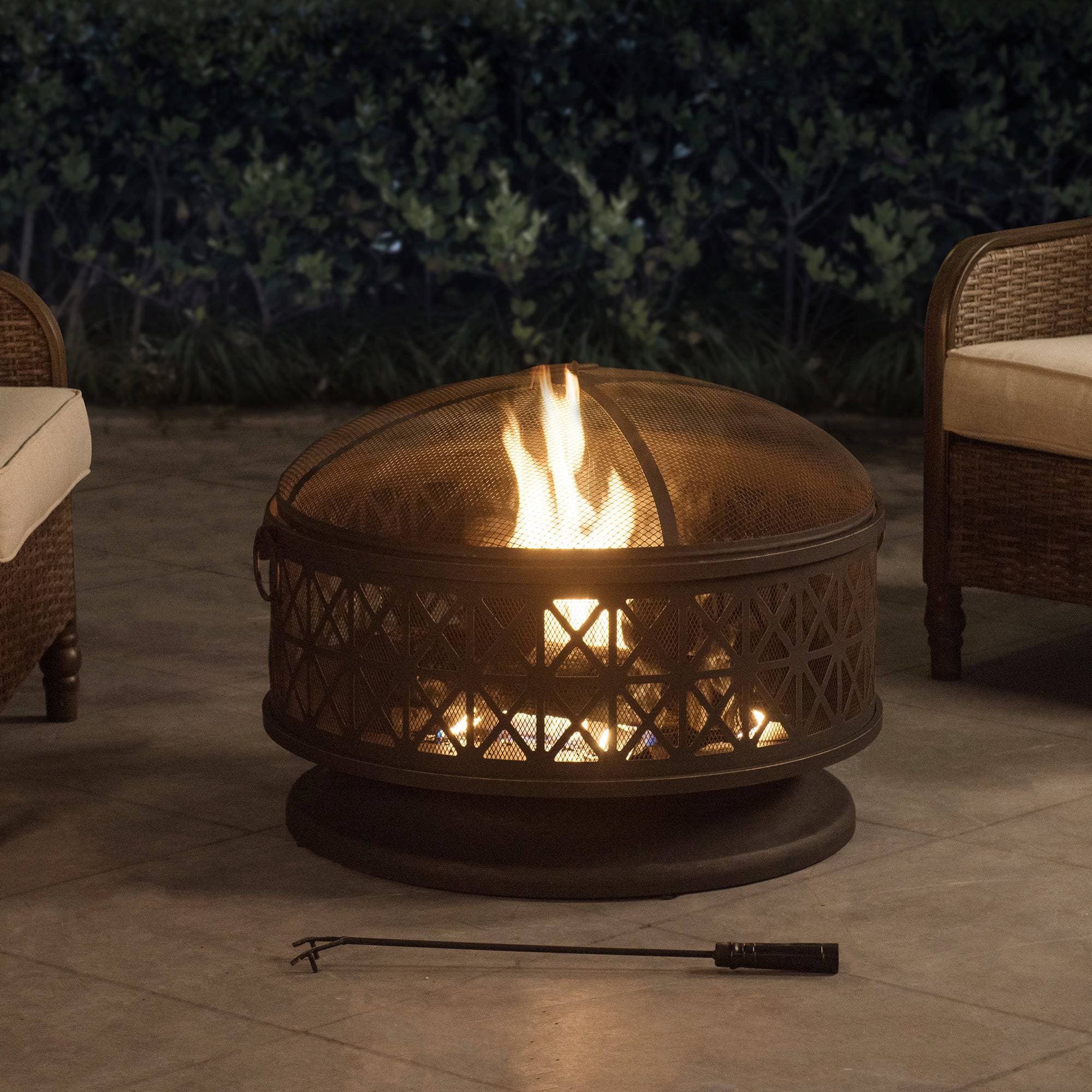 Forge Round Steel Wood Burning Fire Pit 30" - Matte Black - Image 10