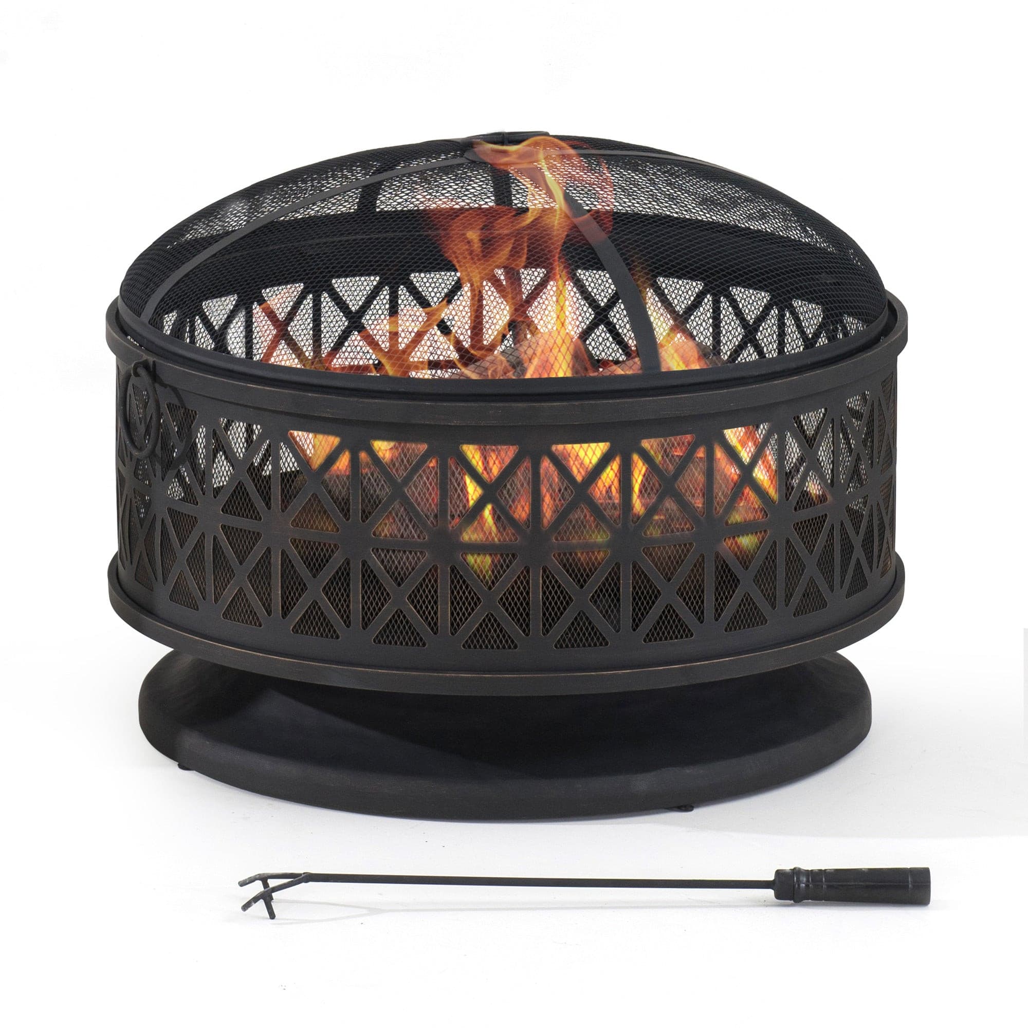 Forge Round Steel Wood Burning Fire Pit 30" - Matte Black - Image 11