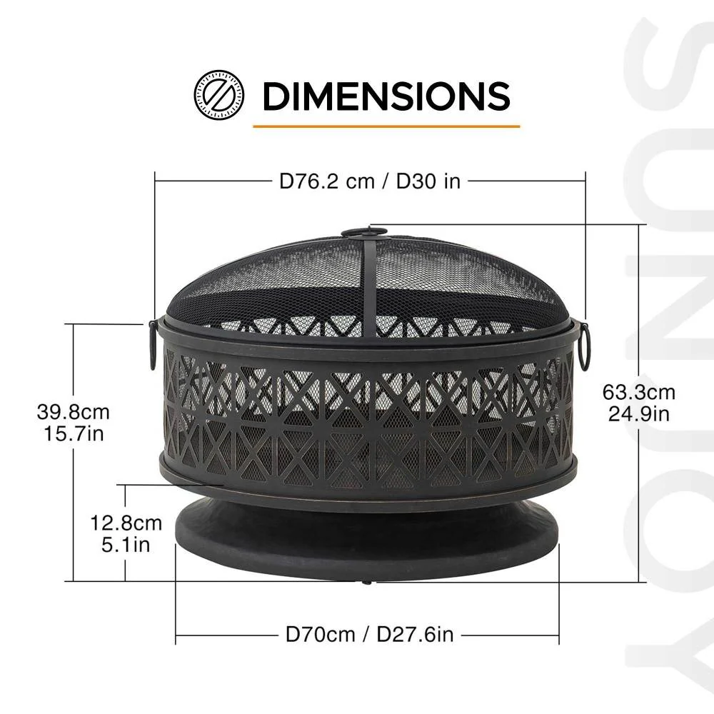 Forge Round Steel Wood Burning Fire Pit 30" - Matte Black - Image 3