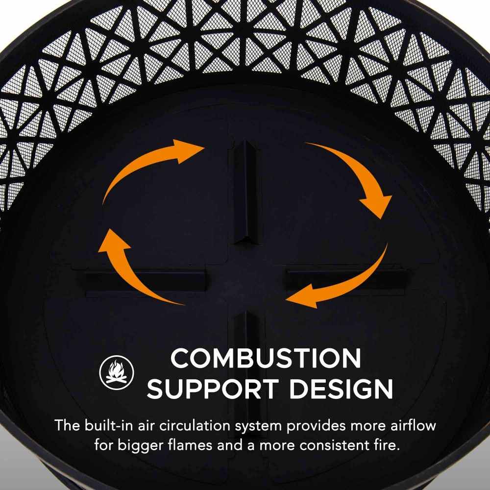 Forge Round Steel Wood Burning Fire Pit 30" - Matte Black - Image 4