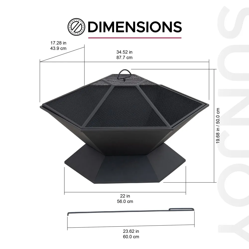 Forge Hexagon Steel Wood Burning Fire Pit 35" - Image 3