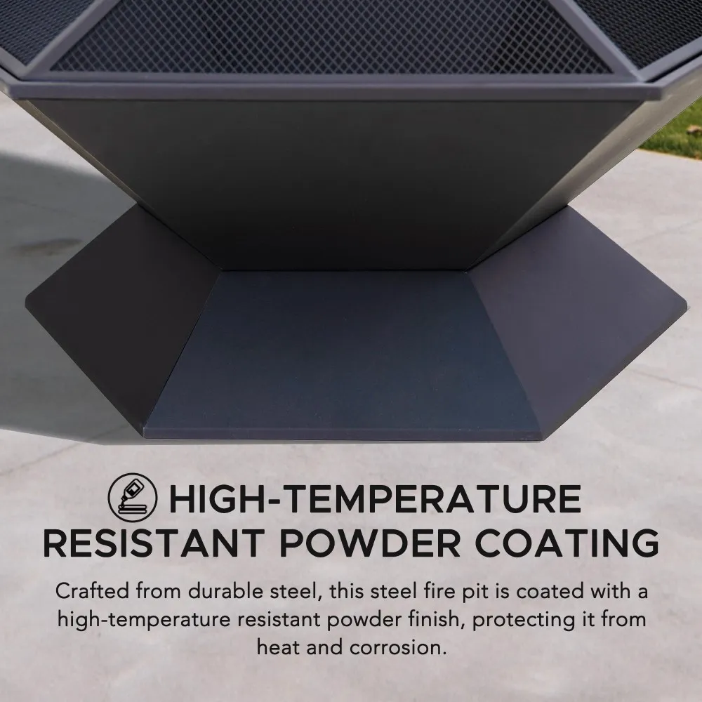 Forge Hexagon Steel Wood Burning Fire Pit 35" - Image 4