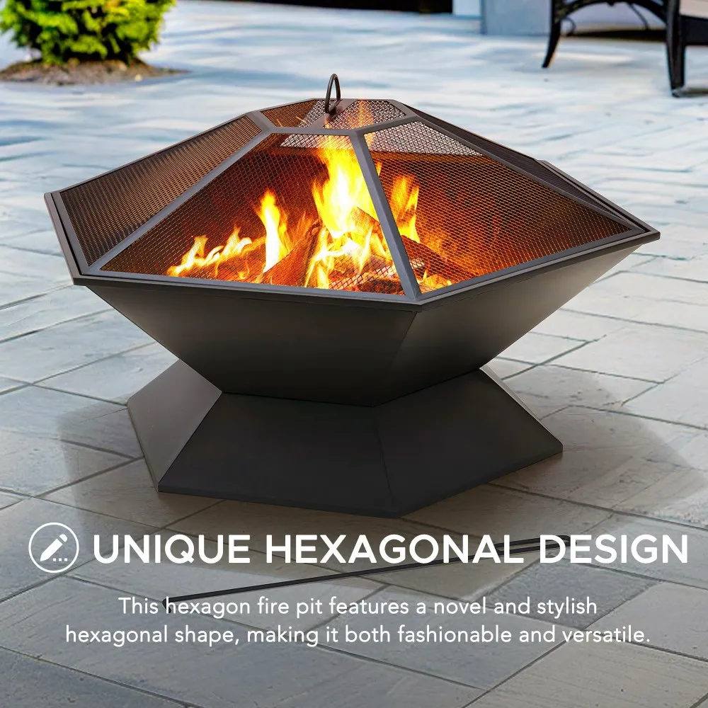 Forge Hexagon Steel Wood Burning Fire Pit 35" - Image 6