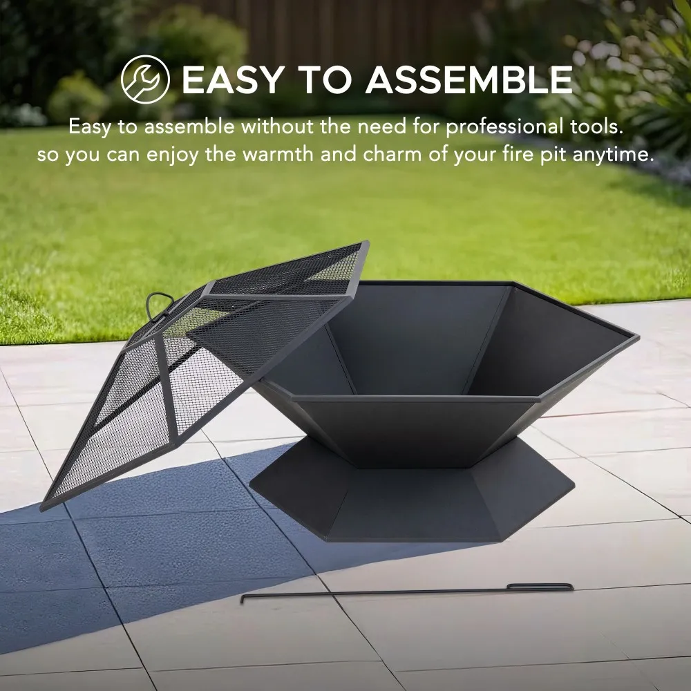 Forge Hexagon Steel Wood Burning Fire Pit 35" - Image 8