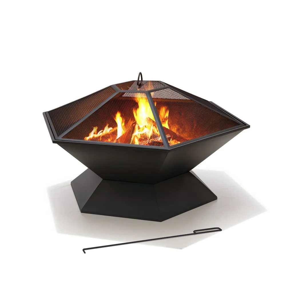Forge Hexagon Steel Wood Burning Fire Pit 35" - Image 9