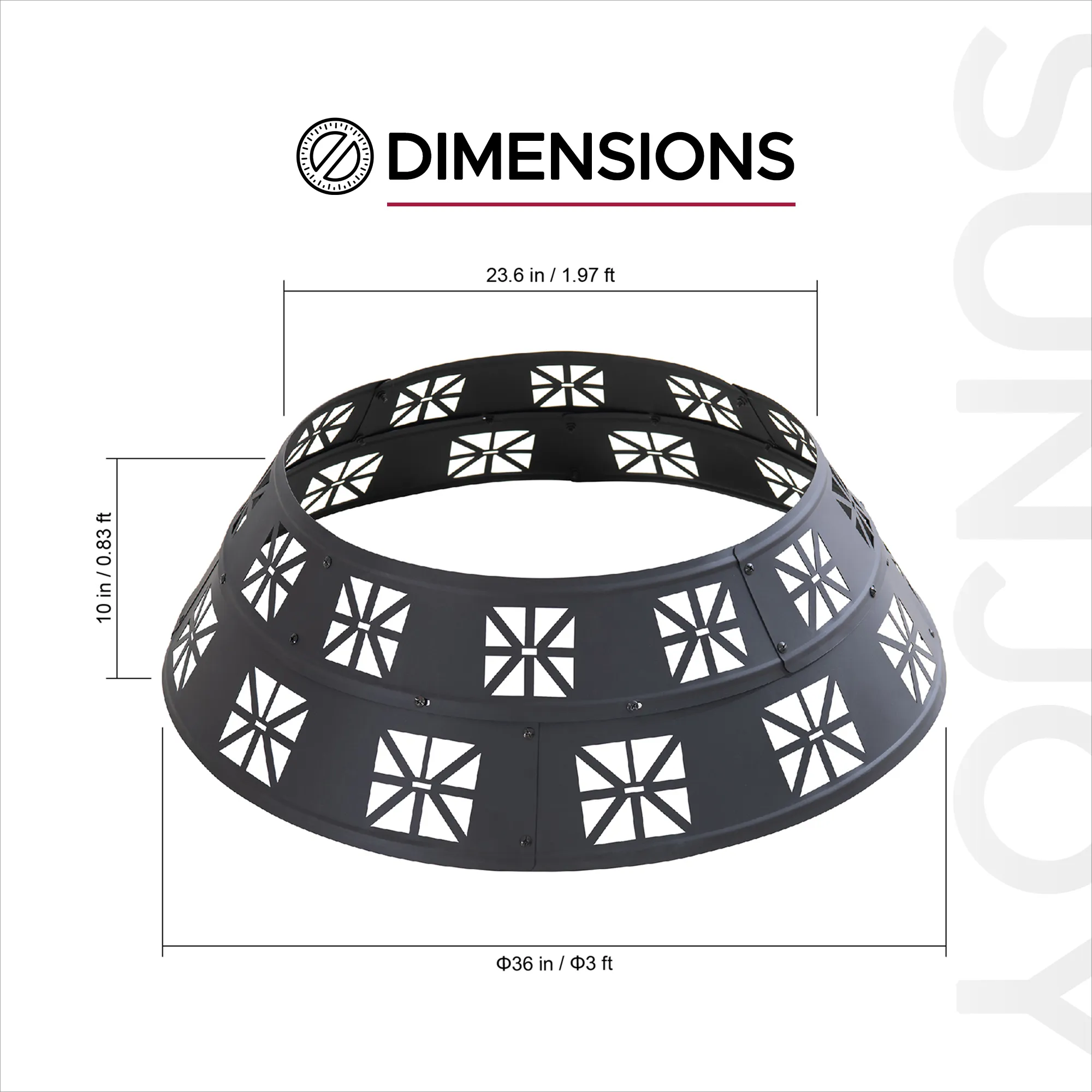 36'' Portable Steel Fire Pit Ring with Decorative Cutouts - Image 4