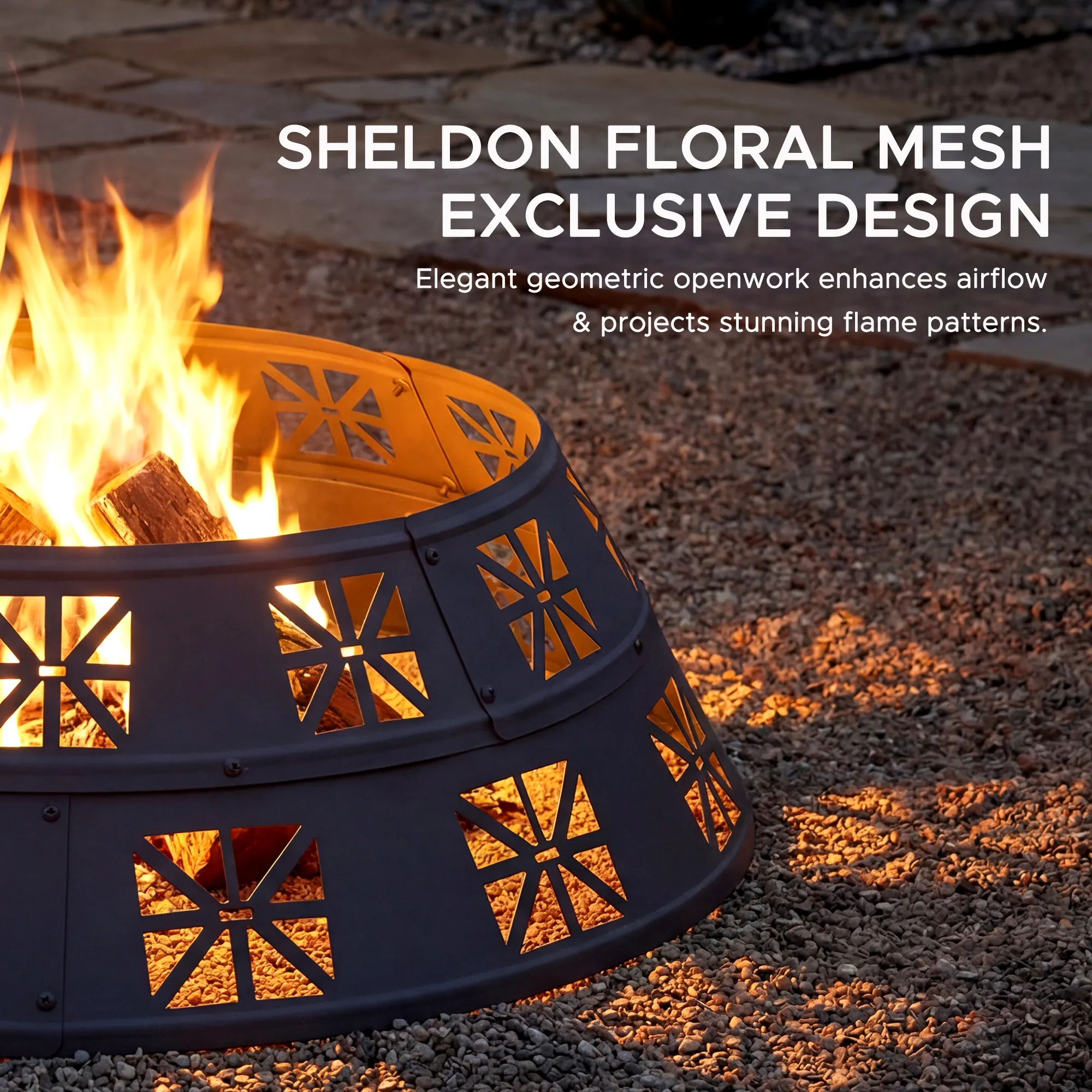 36'' Portable Steel Fire Pit Ring with Decorative Cutouts - Image 9